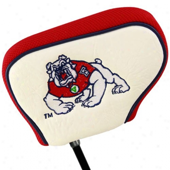 Fresno State Bulldogs White-cardinal Red Mallet Putter Cover