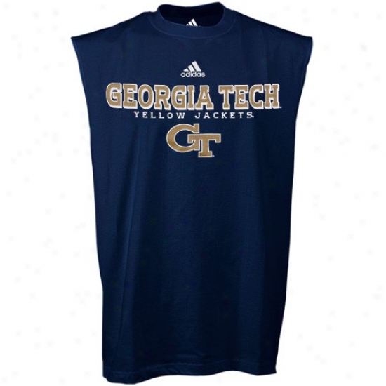 Ga Tech T Shirt : Adidas Georgia Tech Yellow Jackets Navy Blue In Play Sleeveless T Shirt