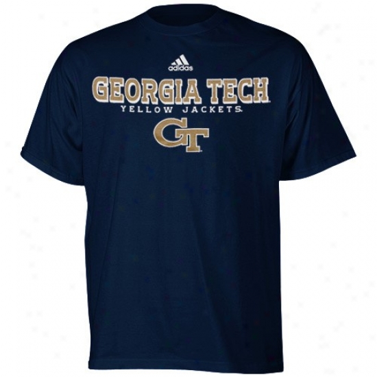 Ga Tech Yellow Jerkin Apparel: Adidas Georgia Tech Yellow Jackets Navy Blue True Basic T-shirt