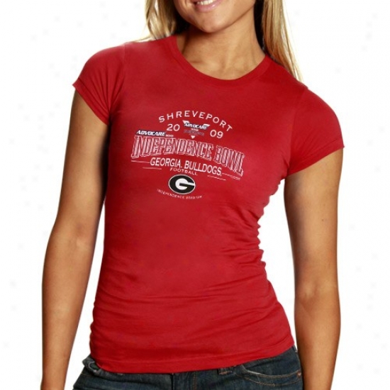 Georgia Bulldog Apparel: Georgia Bulldog Ladies Red 2009 Independence Bowl Bound T-shirt