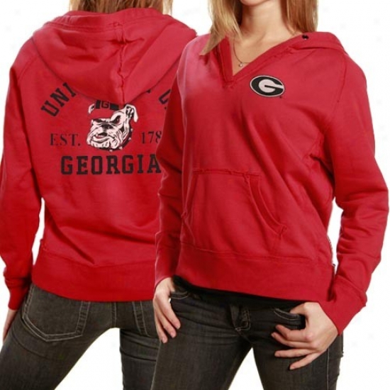 Georgia Bulldog Sweat Sbirts : Georgia Bulldog Ladies Red Mesa Pullover Sweat Shirts