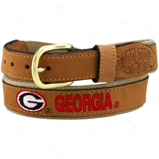 Georgia Bulldogs Brown Leather Team Neam Belt
