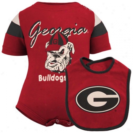Georgia Bulldogs Infant Red Starter Jersey Creeper & Bib Set