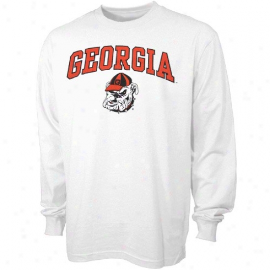 Georgia Bulldogs Shirts : Georgia Bulldogs White Bare Essentials Long Sleeve Shirts