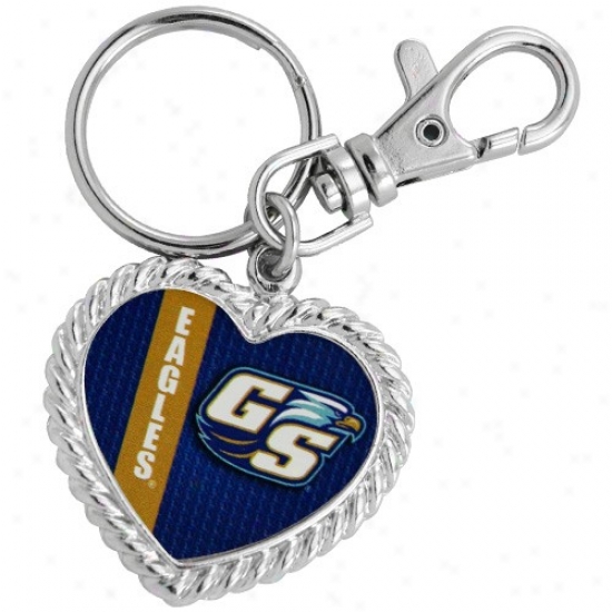 Georgia Southern Eagles Silvertone Heart Keychain