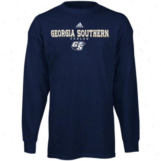 Georgia Southern Eagles Tshirts : Adidas Georgia Southern Eagles Navy Blue True Basic Long Sleeve Tshirts
