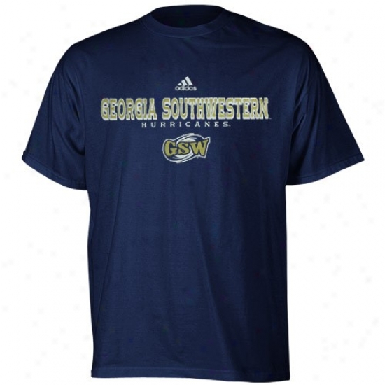 Georgia Southwestern Hurricanes T Shiry : Adidas Georgia Southwestern Hurricanes Navy Blue True Basic T Shirt