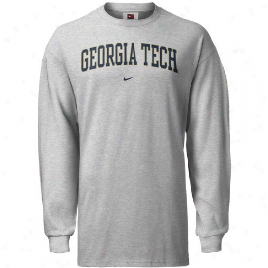 Georgia Tech T-shirt : Nike Georgi Tech Yellow Jackets Ash Classic College Long Sleeve T-shirt