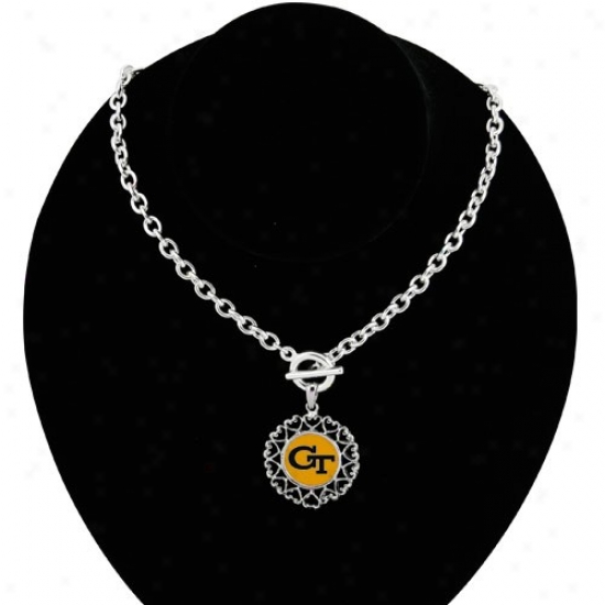 Georgia Tech Yellow Jackets Riund Heart Art Nouveau-style Toggle Necklace