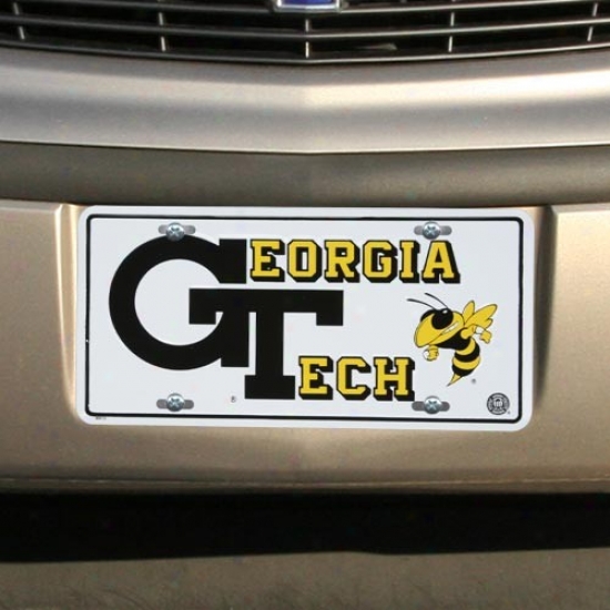Georgia Tech Yeplow Jackets White Metal License Plate