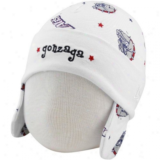 Gonzaga Bulldogs Hats : New Era Gonzaga Bulldogs Infant White Ski Knit Baby Beanie
