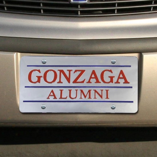 Gonzaga Bulldogs Silver Mirrored Alumni License Plate