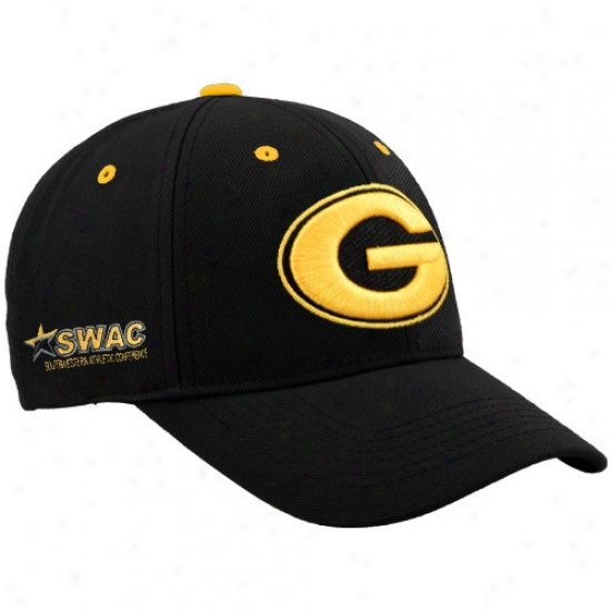 Grambling Tigers Gear: Summit Of The World Gramblin gTigers Blcak Triple Conference Adjustable Hat