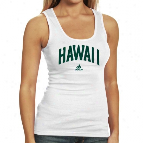 Hawaii Warriors Tshirts : Adidas Hawaii Warriors Ladies White Fontism Tank Top