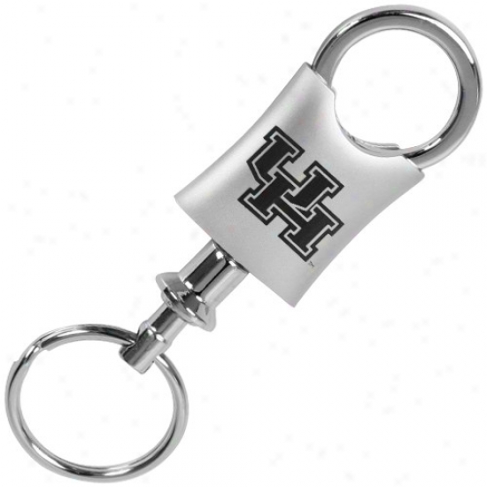 Houston Cougars Brushed Metal Valet Keychain