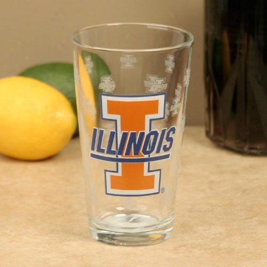 Illinois Fighting Illini 16oz. Satin Etch Pint Glass