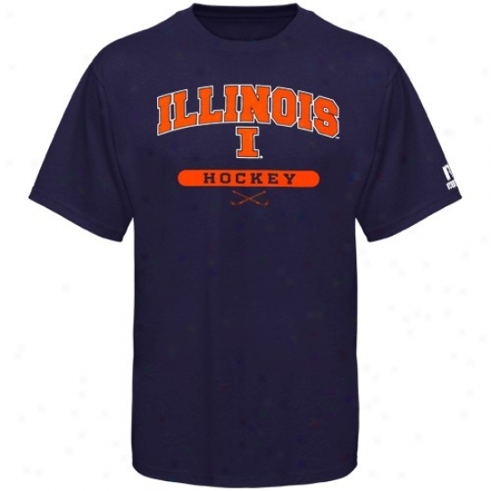 Illnois Fighting Illini Attire: Russell Illinois Fighting Illini Navy Blue Hockey T-shirt