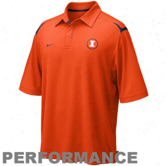 Illinois Fighting Illini Golf Shirt : Nike Illinois Fighting Illini Orange Silent Count Dri-fit Performance Golf Shirt