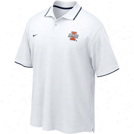 Illinois Fighting Illini Golf Shirts : Nike Illinois Fighting Illini White Pique Golf Shirts