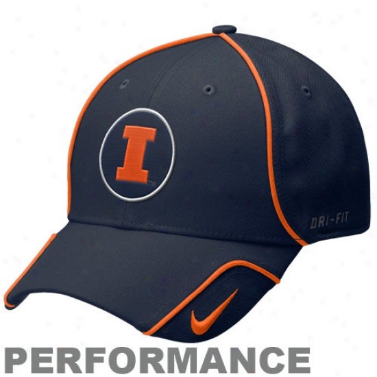 Illinois Fighting Illini Hats : Nike Illinois Fighting Illini Navy Blue 2010 Coaches Performance Adjustable Hats