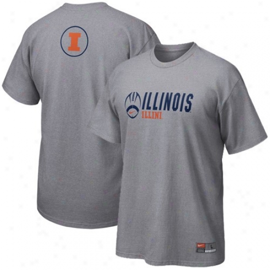 Illinoiz Fighting Illini T Shirt : Nike Illinois Fighting Illini Ash Practice T Shirt