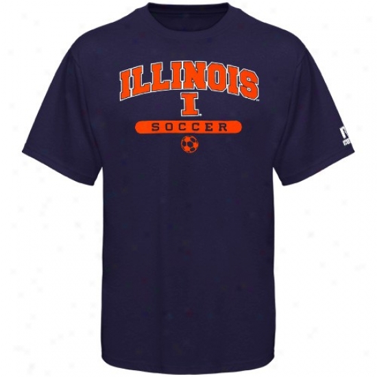 Illinois Fighting Illini T Shirt : Russell Illionis Fighting Illini Navy Blue Soccer T Shirt