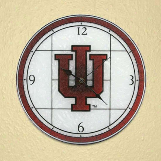Indiana Hoosiers Art-glass Clock