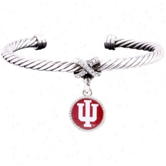 Indiana Hoosiers Ladkes Antiqued Silver Twisted Cable Bracelet