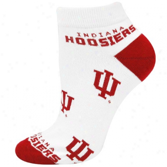 Indiana Hoosiers White Ladies 9-11 Team Logo Ankle Socks