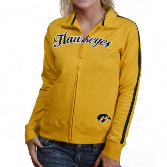 Iowa Hawkeyes Ladies Gold Curve Full Zip Jacket