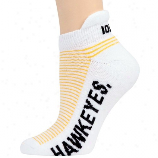 Iowa Hawkeyes Ladies White-gold Striped Ankle Socks