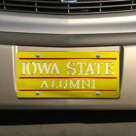 Iowa State Cyclones Gold Mirrored Alumni License Plate