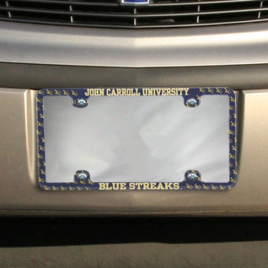 John Carroll Blue Streaks Thin Rim Mini-logo License Plate Frame