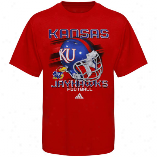 Kansas Jayhawks Attire: Adidas Kansas Jayhawks Youth Crimson Tech Helmet T-shirt