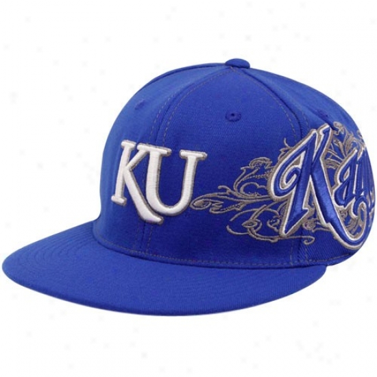 Kansas Jayhawks Hat : Head Of The World Kansas Jayhawks Royal Blue Quake 1-fit Flex Hat