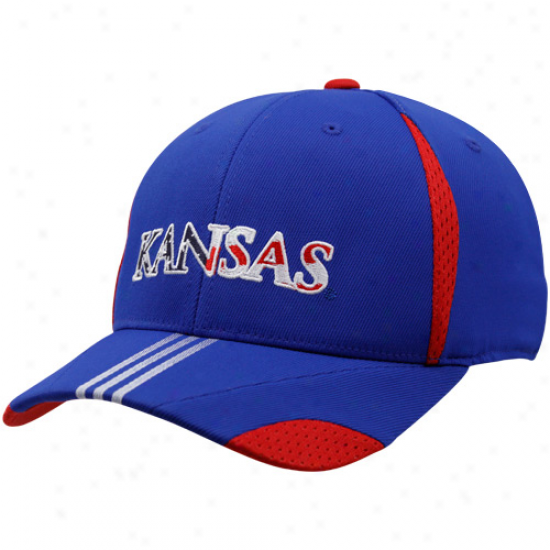 Kansas Jayhawks Hats : Adidas Kansas Jayhawks Royal Blue Sideline Patriotic Performance Flex Fit Hats