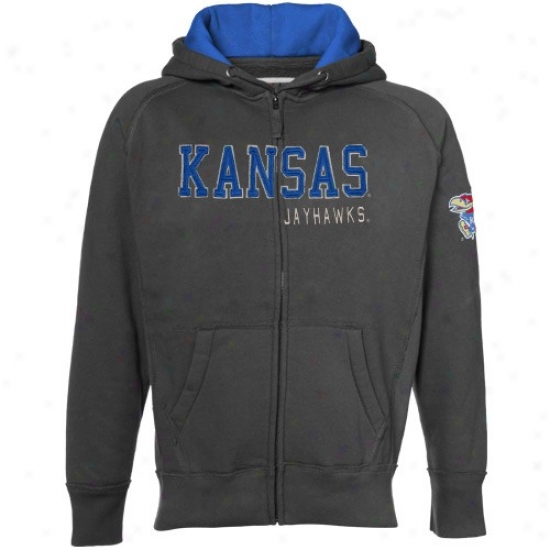 Kansas Jayhawks Sweat Shirt : Kansas Jayhawks Charcoal Victory Full Zip Sweat Shirt Jerkin
