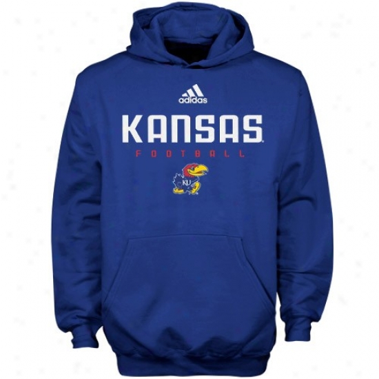 Kansaa Jayhawks Sweatshirts : Adidas Kansas Jayhawks Youth Roual Blue Sideline Sweatshirts