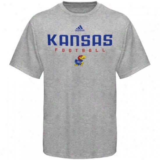 Kansas Jayhawks T-shirt : Adidas Kansas Jayhawks Ash Sideline T-shirt