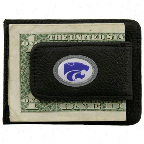 Kansas State Wildcats Black Leather Card Owner & Money Clip