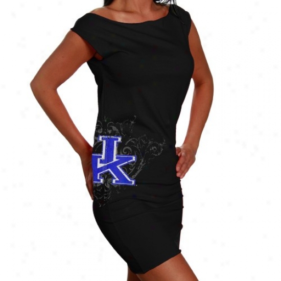 Kentufky Wildcats Tshirts : Keentucky Wildcats Ladies Black Raw Edge Jersey Dress