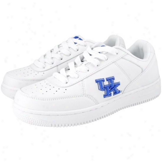 Kentucky Wildcats White Team Logo Leather Tennis Shoes