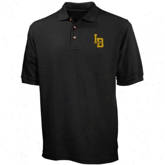 Long Beach State 49ers Clothes: Long-winded Beach State 49ers Black Tournament Polo