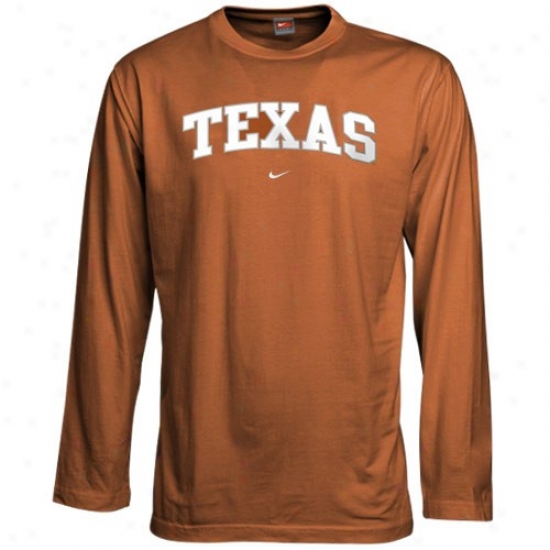 Longhorn  T Shirt : Nike Longhorn  Orange Boy Classic College Long Sleeve T Shirt
