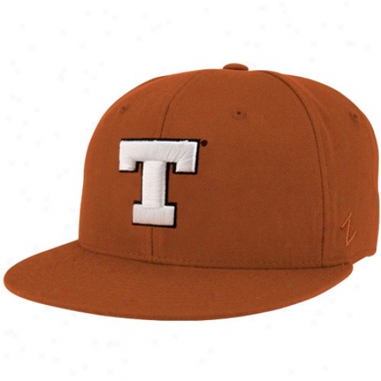 Longhorns Merchandise: Zephyr Longhorns Fodal Orange Log0 Fitted Flat Bill Hat
