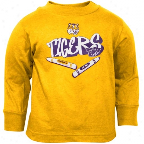 Louisiana State Tiges Apparel: Louisiana State Tiges Gold Infant Crayon A ~ time Sleeve T-shitt