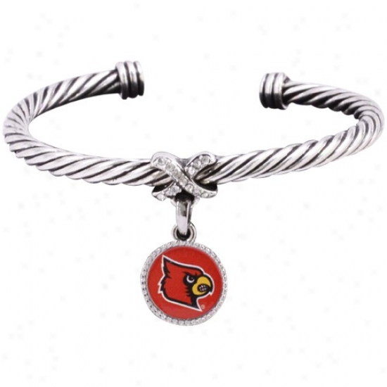Louisville Cardinals Ladies Antiqued Silver Twisted Cable Bracelet