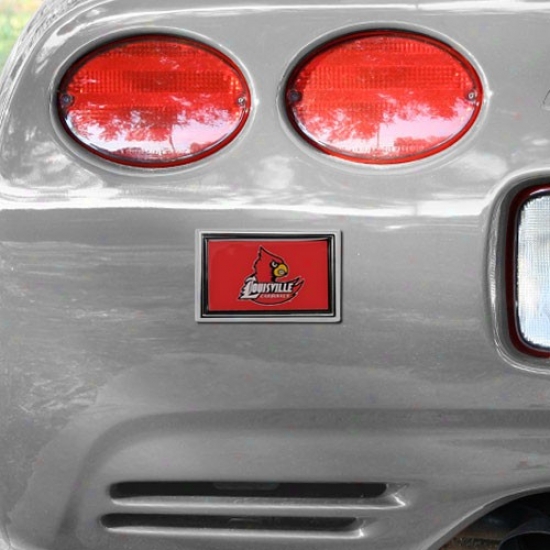 Louisville Cardinals Red Chrome Metal Team Logo Vehicle Medallion