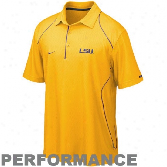 Lsu Clothing: Nike Lsu Gold 20010 Snap Count Coaches Sideline Performance Polo