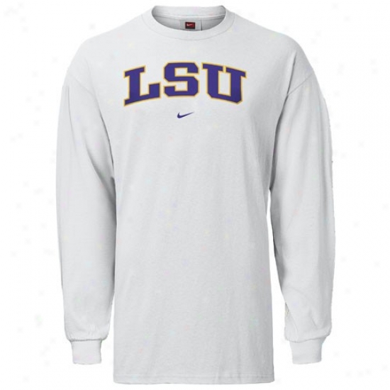 Lsu Tigers Apparel: Nike Lsu Tigers White Classic College Long Sleeve T-shirt